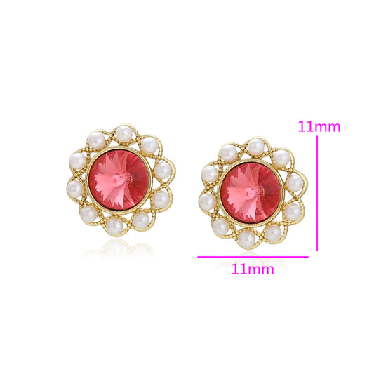 Arany tónusú Emporia Ötvözetű Fülbevaló Vörös Emporia® Kristállyal és Üveggyönggyel