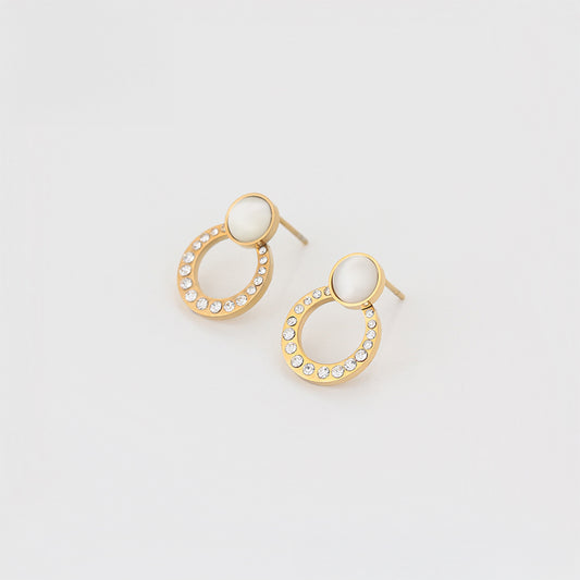 Arany tónusú Emporia Ötvözetű Fülbevaló Fehér Emporia® Kristállyal