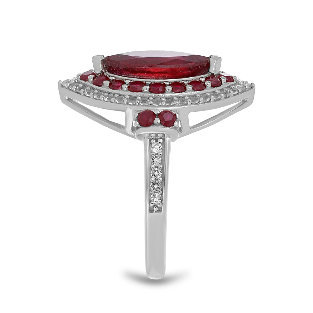 Ezüst Gyűrű Madagaszkári Rubinnal és Fehér Topázzal
