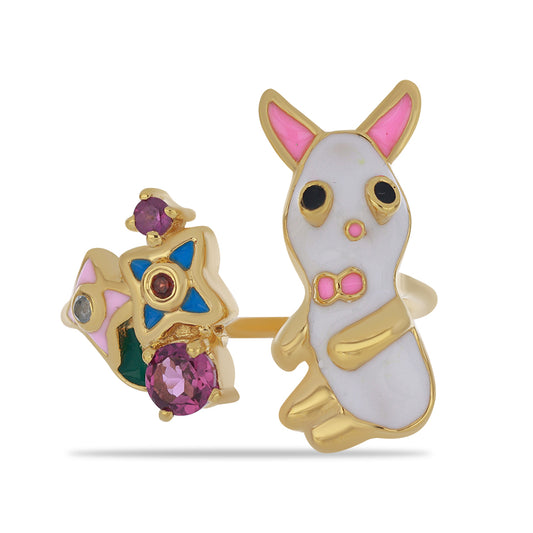 Arannyal Bevont Ezüst Gyűrű Tűzzománccal és Barton Gránáttal