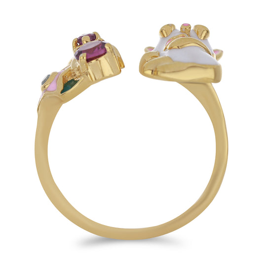 Arannyal Bevont Ezüst Gyűrű Tűzzománccal és Barton Gránáttal