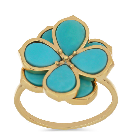 Arannyal Bevont Ezüst Gyűrű Csipkerózsika Türkizzel