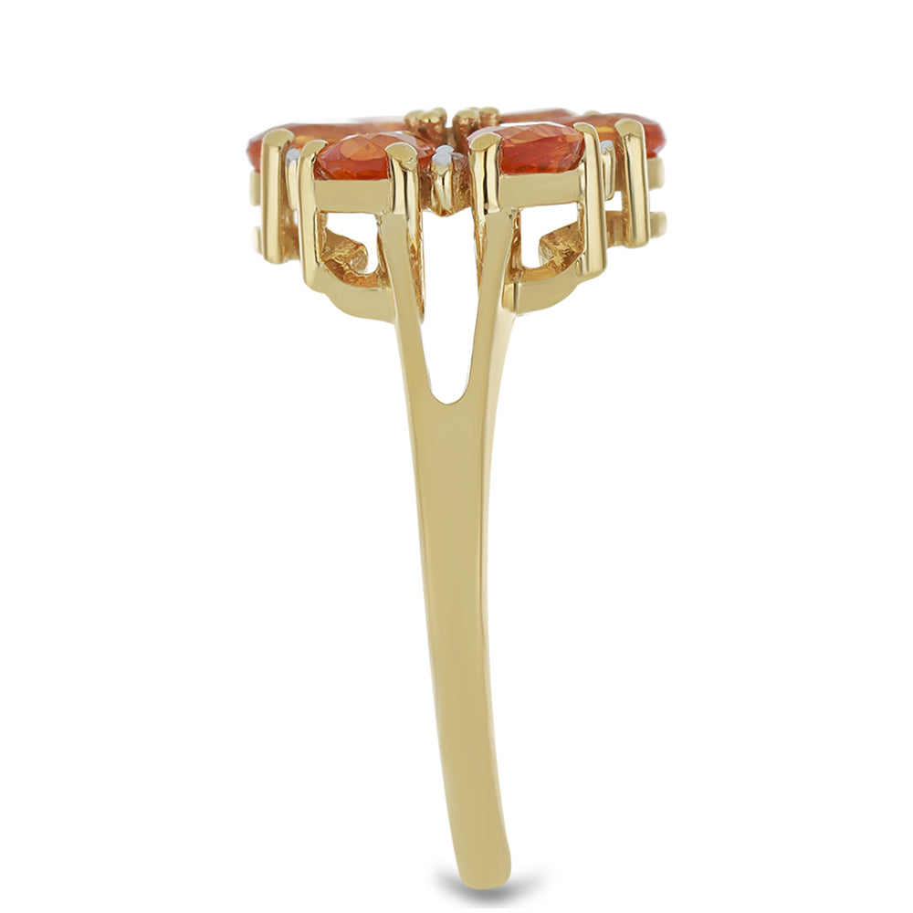 Arany Gyűrű Ceyloni Narancs Zafírral és Természetes Fehér Cirkónnal