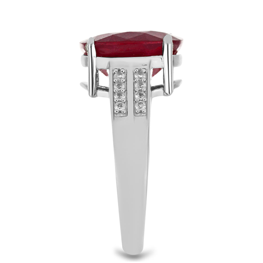 Ezüst Gyűrű Madagaszkári Rubinnal és Fehér Topázzal