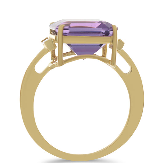 9 Karátos Arany Gyűrű Marokkói Ametiszttel és Fehér Cirkónnal