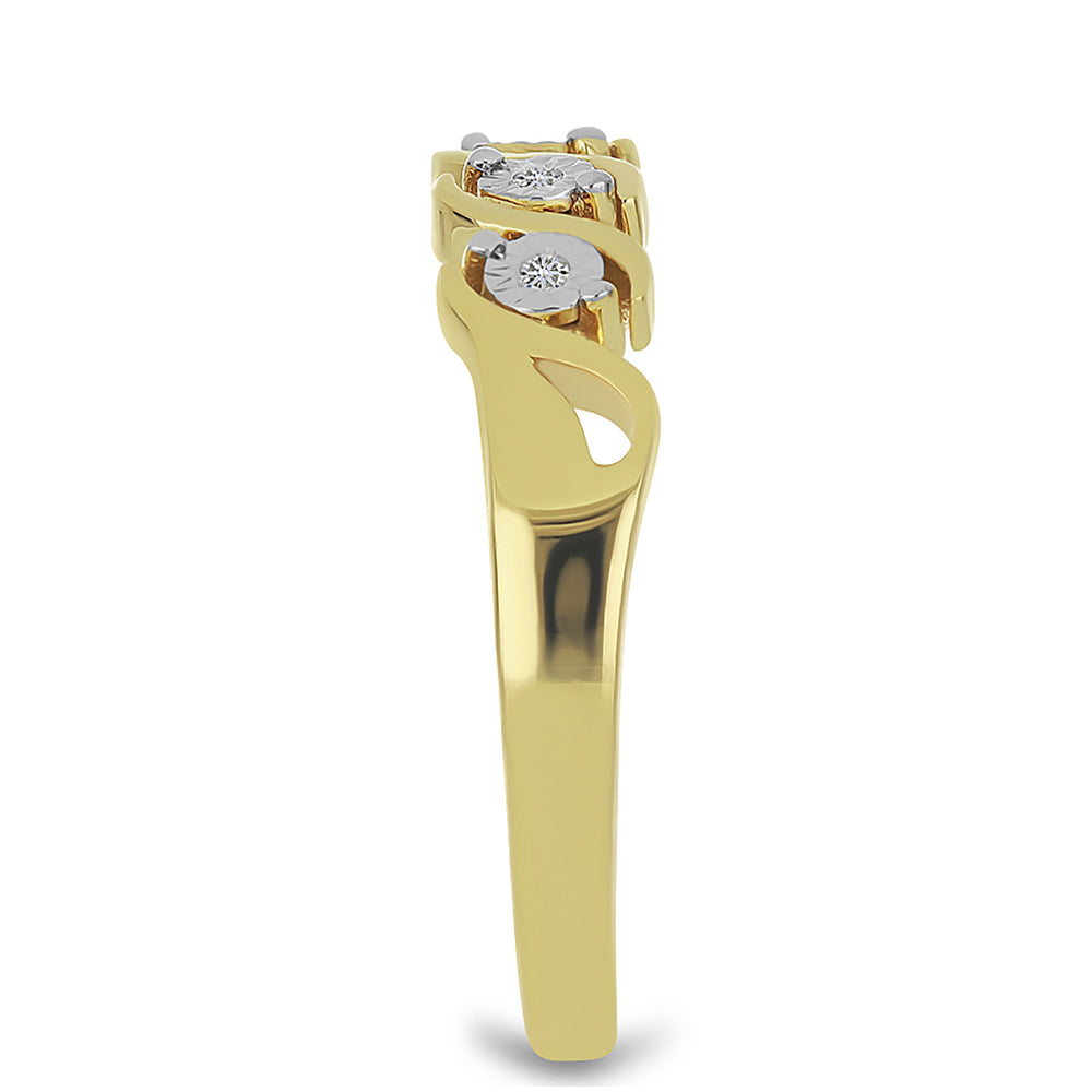 Arannyal Bevont Ezüst Gyűrű Fehér Gyémánttal