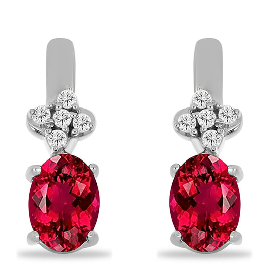 Ezüst Fülbevaló Cruzeroi Rubellittel és Fehér Topázzal
