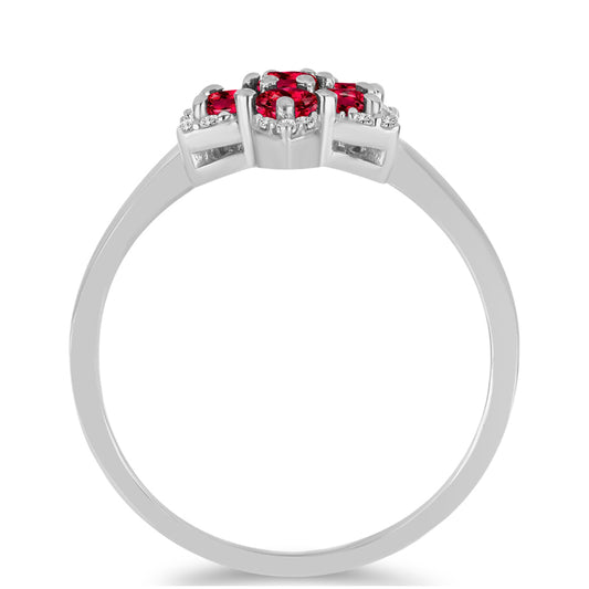 Ezüst Gyűrű Cruzeroi Rubellittel és Fehér Topázzal
