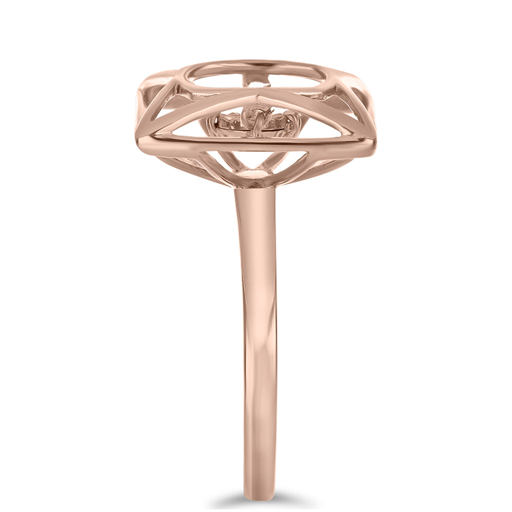 Rózsaarannyal Bevont Ezüst Gyűrű Rózsaszín Táncoló Gyémánttal