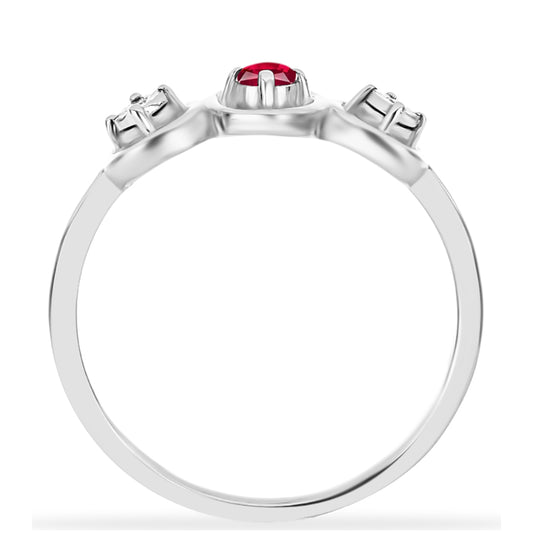 Ezüst Gyűrű Madagaszkári Rubinnal és Fehér Gyémánttal