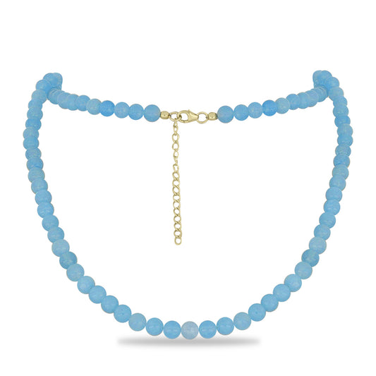 Arannyal Bevont Ezüst Nyaklánc Aqua Kalcedonnal