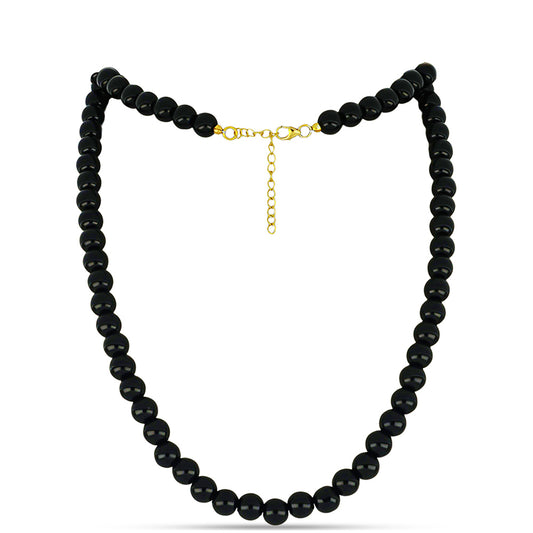 Arannyal Bevont Ezüst Nyaklánc Suwari Fekete Onixszal