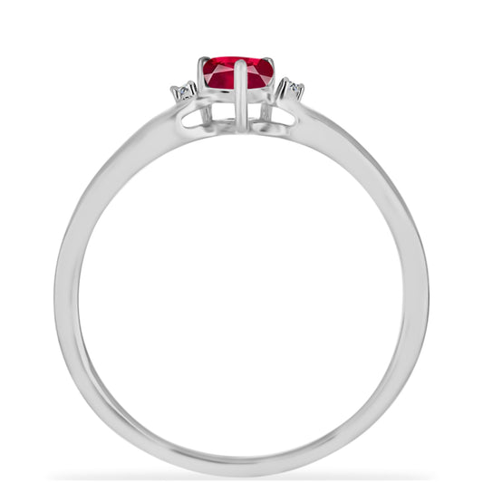 Ezüst Gyűrű Madagaszkári Rubinnal és Fehér Gyémánttal