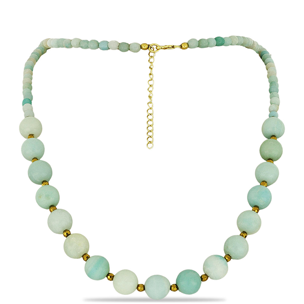 Arannyal Bevont Ezüst Nyaklánc Amazonittal és Cerro Bolívar Hematittal