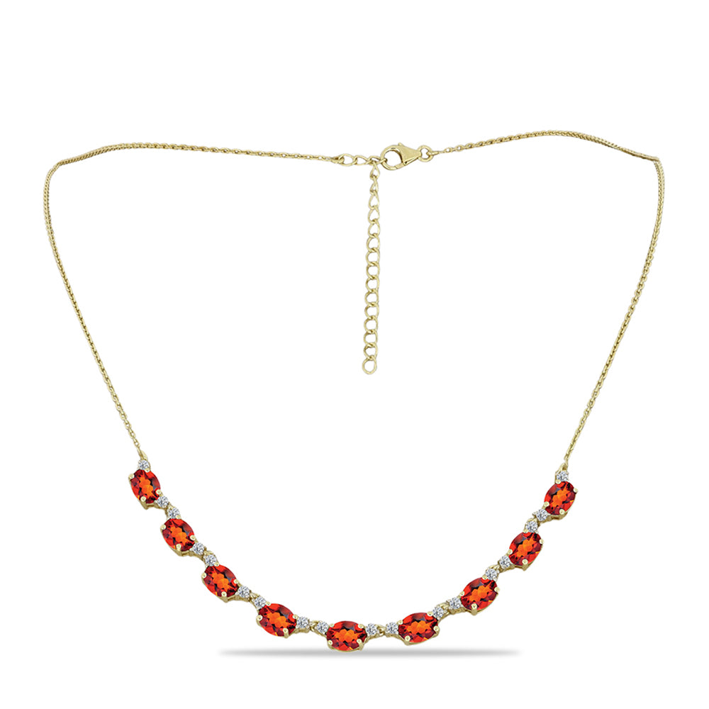 Arannyal Bevont Ezüst Nyaklánc Madeirai Citrinnel és Fehér Topázzal