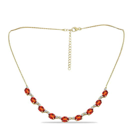 Arannyal Bevont Ezüst Nyaklánc Madeirai Citrinnel és Fehér Topázzal