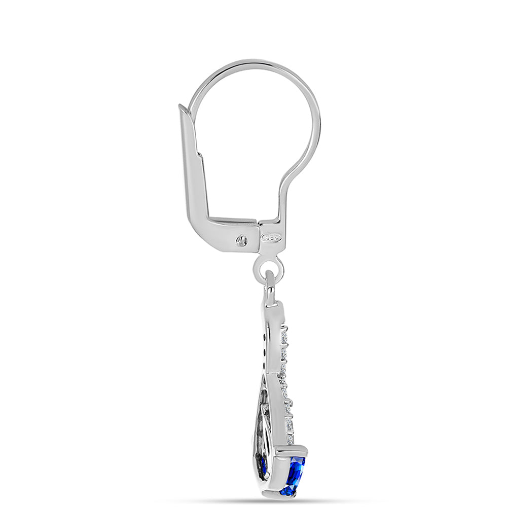 Ezüst Fülbevaló Ausztrál Kék Zafírral és Fehér Topázzal