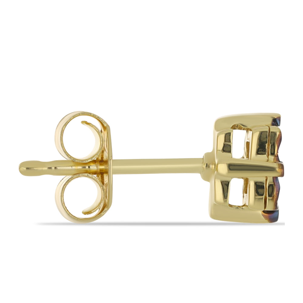 Arannyal Bevont Ezüst Fülbevaló Kék Gyémánttal