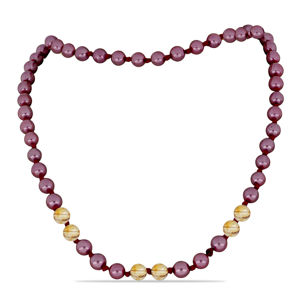 Nugget Nyaklánc Lila színű Édesvízi Kagylógyönggyel és Ural Citrinnel