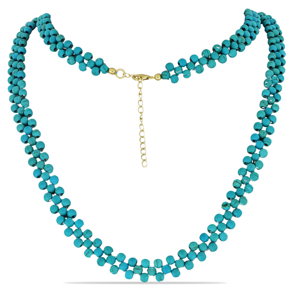 Arannyal Bevont Ezüst Nyaklánc Csipkerózsika Türkizzel