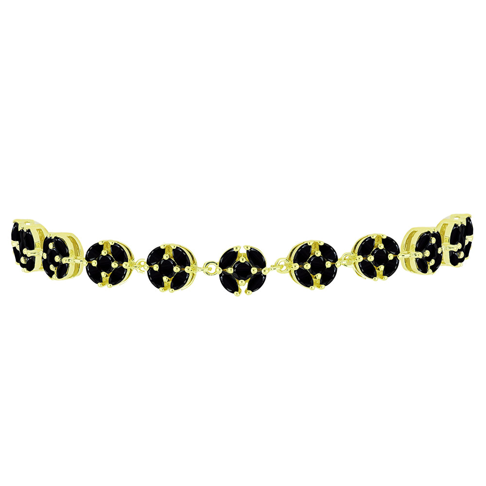Arannyal Bevont Ezüst Karkötő Fekete Spinellel