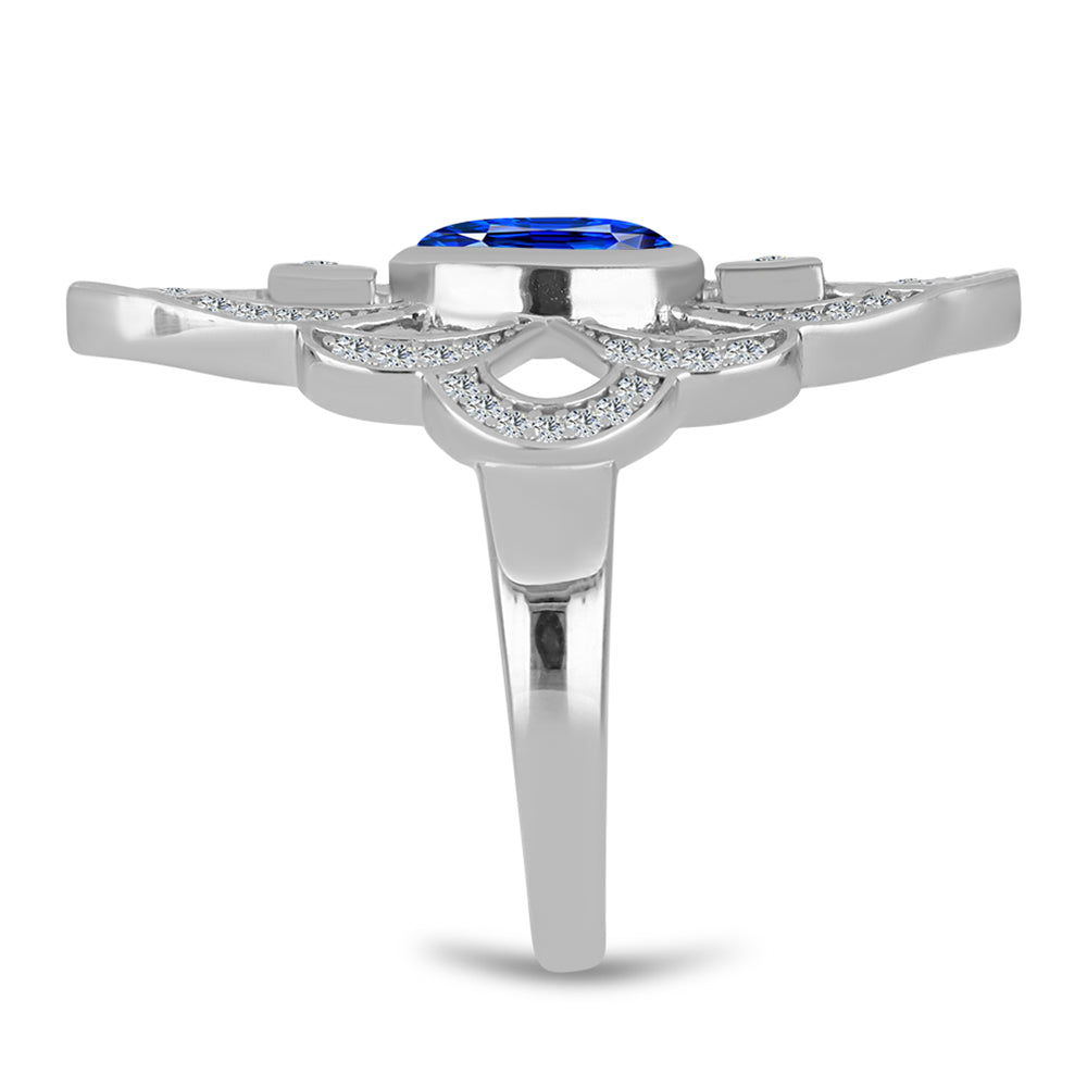Ezüst Gyűrű Ausztrál Kék Zafírral és Fehér Topázzal