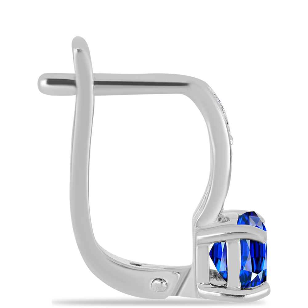 Ezüst Fülbevaló Ausztrál Kék Zafírral és Fehér Topázzal