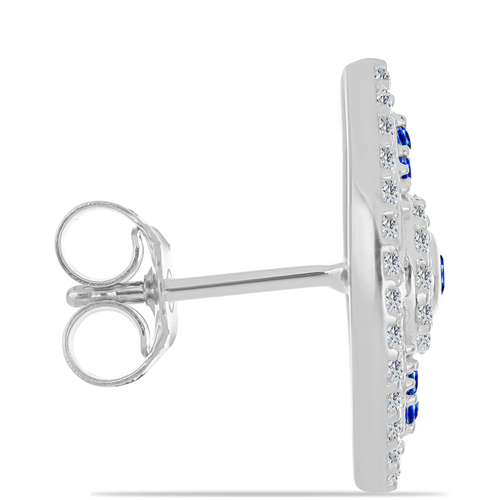 Ezüst Fülbevaló Ausztrál Kék Zafírral és Fehér Topázzal