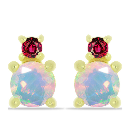 Arannyal Bevont Ezüst Fülbevaló Welo Opállal és Csakra Tourmalinnal