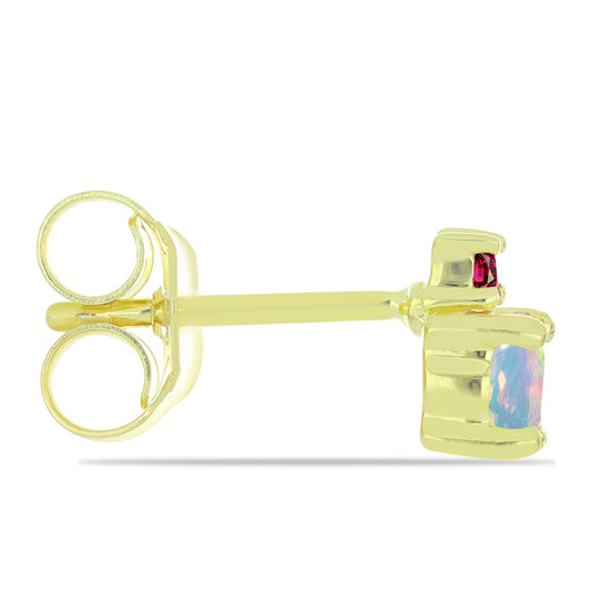 Arannyal Bevont Ezüst Fülbevaló Welo Opállal és Csakra Tourmalinnal