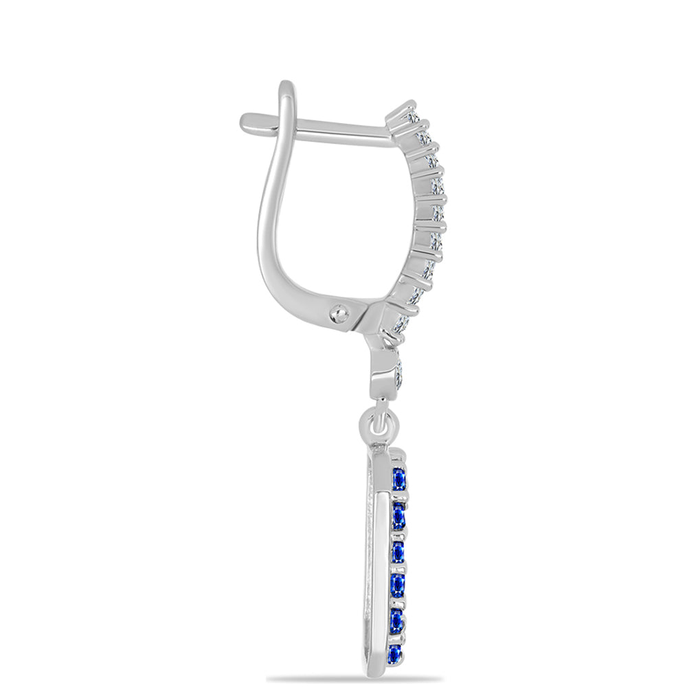 Ezüst Fülbevaló Ausztrál Kék Zafírral és Fehér Topázzal