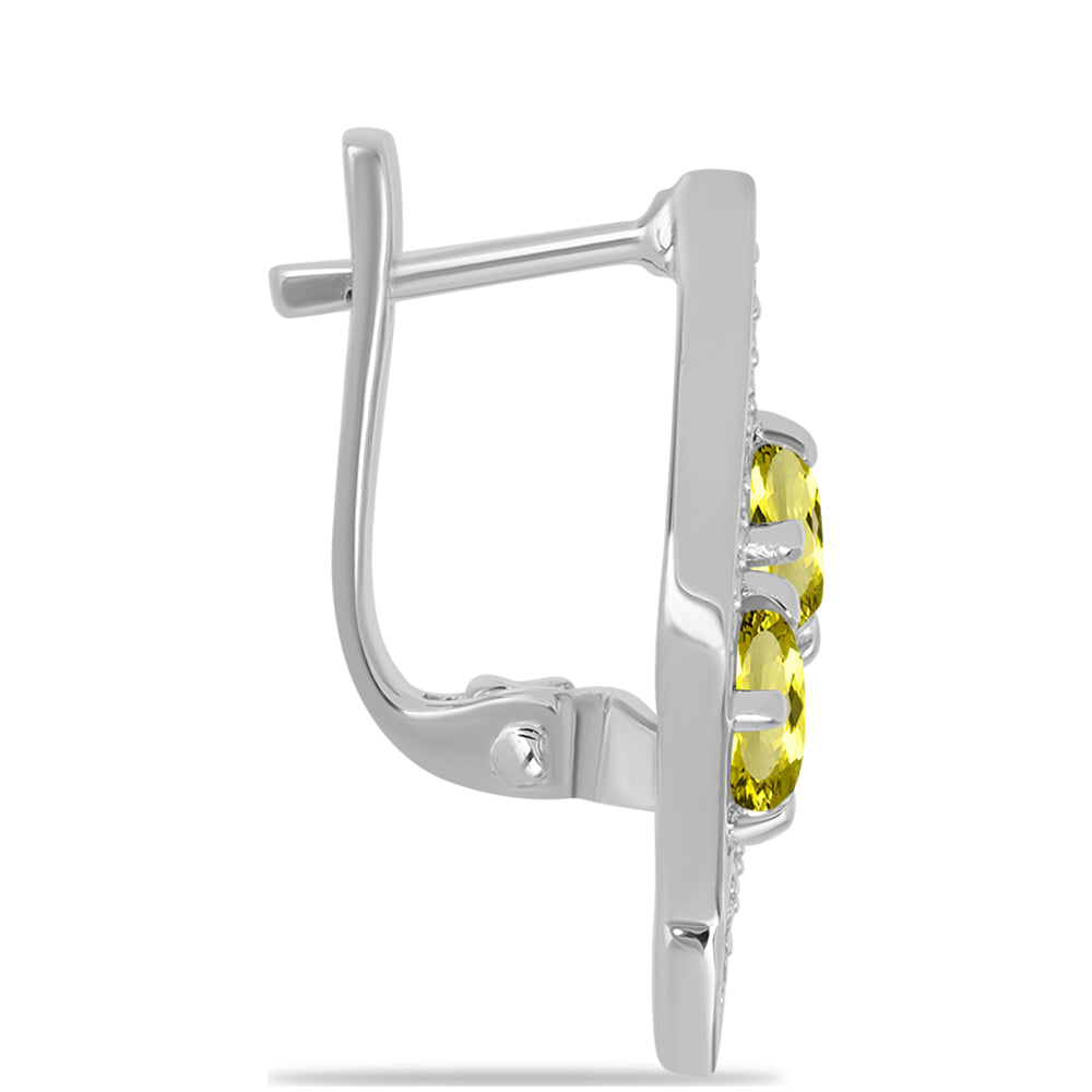 Ezüst Fülbevaló Citrom Topázzal és Fehér Topázzal