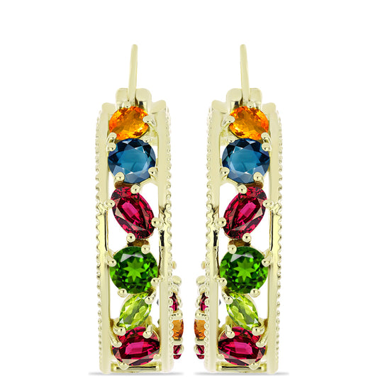 Arannyal Bevont Ezüst Fülbevaló Csakra Tourmalinnal