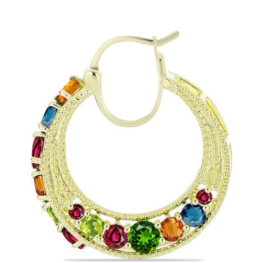 Arannyal Bevont Ezüst Fülbevaló Csakra Tourmalinnal