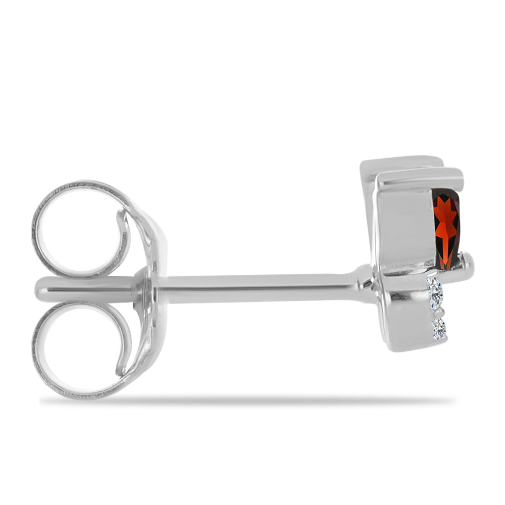 Ezüst Fülbevaló Barton Gránáttal és Fehér Topázzal