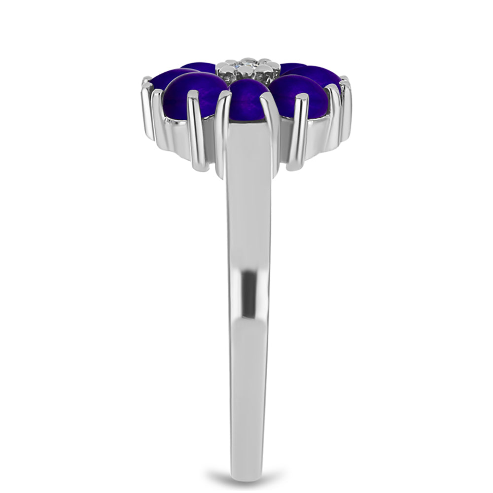 Ezüst Gyűrű Bíbor Jádéval és Fehér Topázzal