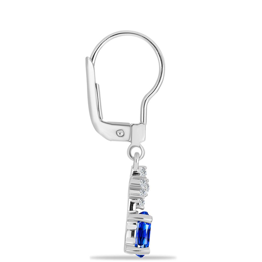 Ezüst Fülbevaló Ausztrál Kék Zafírral és Fehér Topázzal