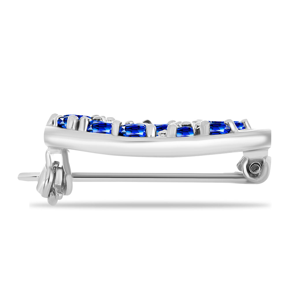 Ezüst Bross Ausztrál Kék Zafírral és Fehér Topázzal