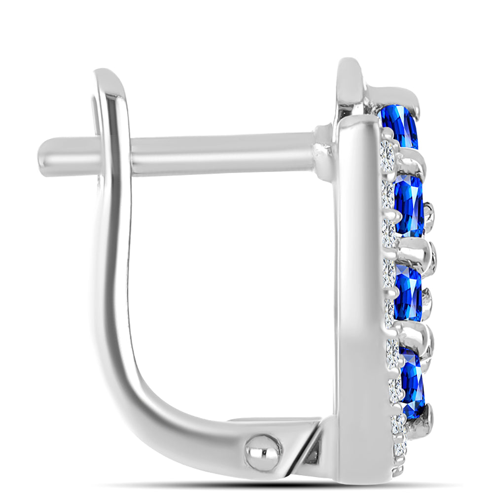 Ezüst Fülbevaló Ausztrál Kék Zafírral és Fehér Topázzal