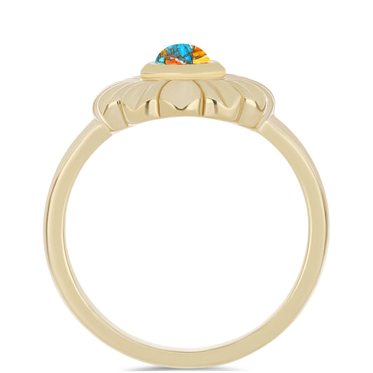 Arannyal Bevont Ezüst Gyűrű Osztriga Türkizzel