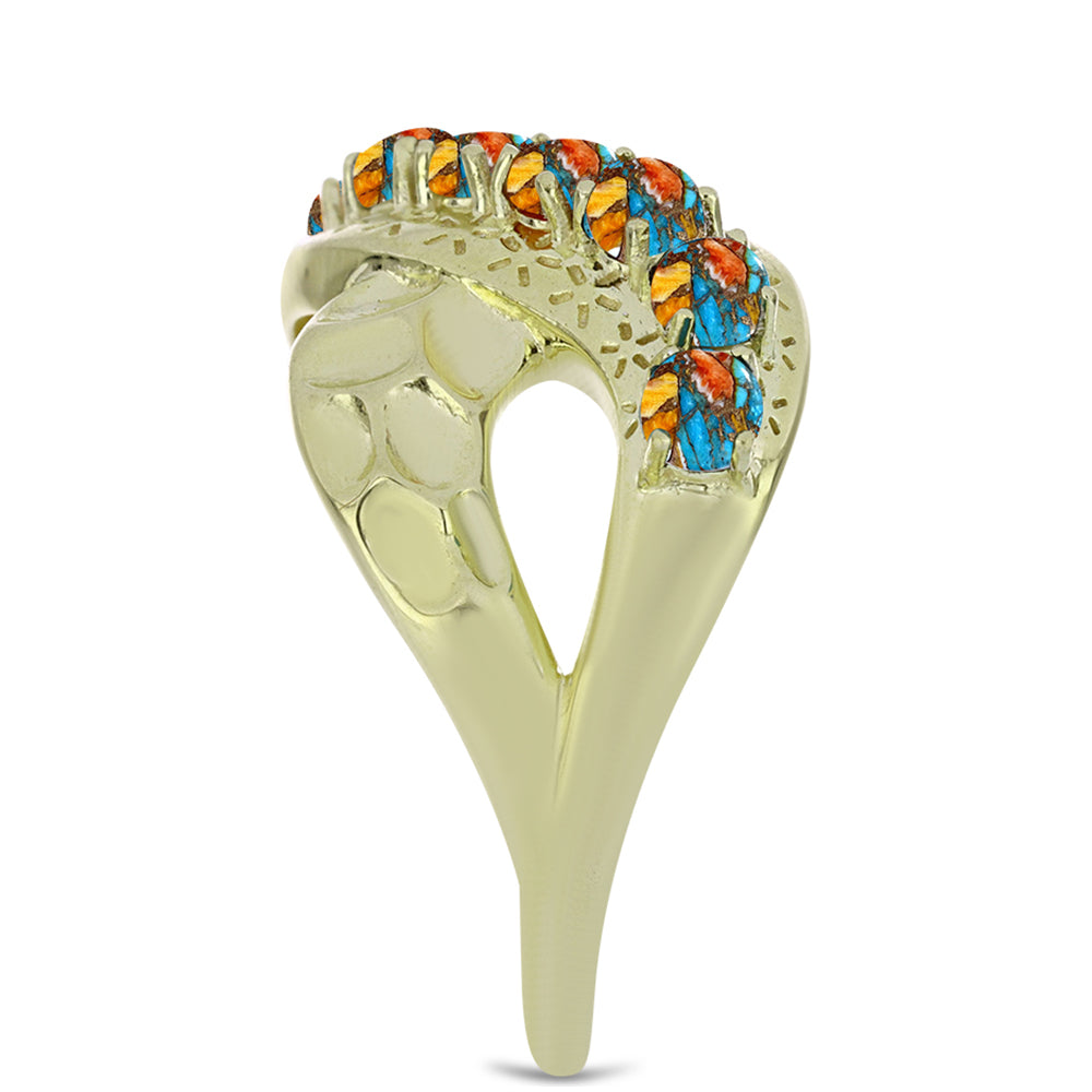 Arannyal Bevont Ezüst Gyűrű Osztriga Türkizzel