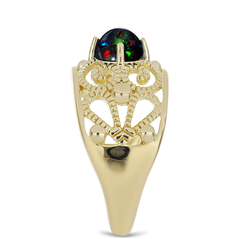 Arannyal Bevont Ezüst Gyűrű Lega Dembi Éjfekete Etiópiai Opállal