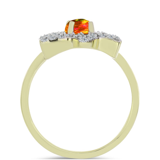 Arannyal Bevont Ezüst Gyűrű Amerikai Tűzopállal és Fehér Topázzal