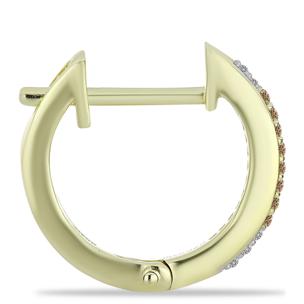 Arannyal Bevont Ezüst Fülbevaló Pezsgő Gyémánttal és Fehér Gyémánttal