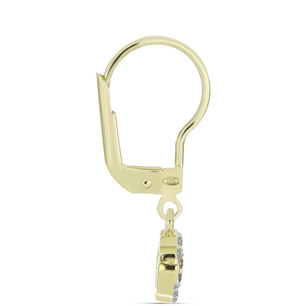 Arannyal Bevont Ezüst Fülbevaló Pezsgő Gyémánttal és Fehér Gyémánttal