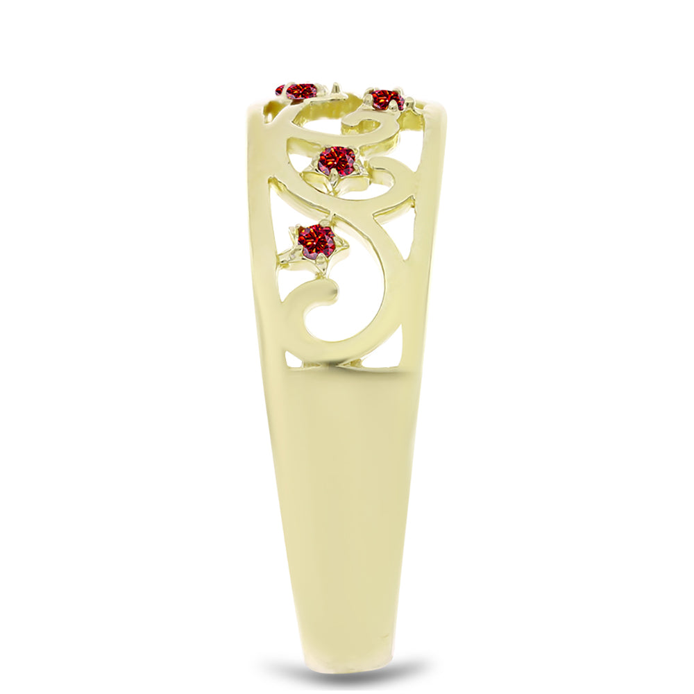 Arannyal Bevont Ezüst Gyűrű Fenséges Vörös Moissanite-tal