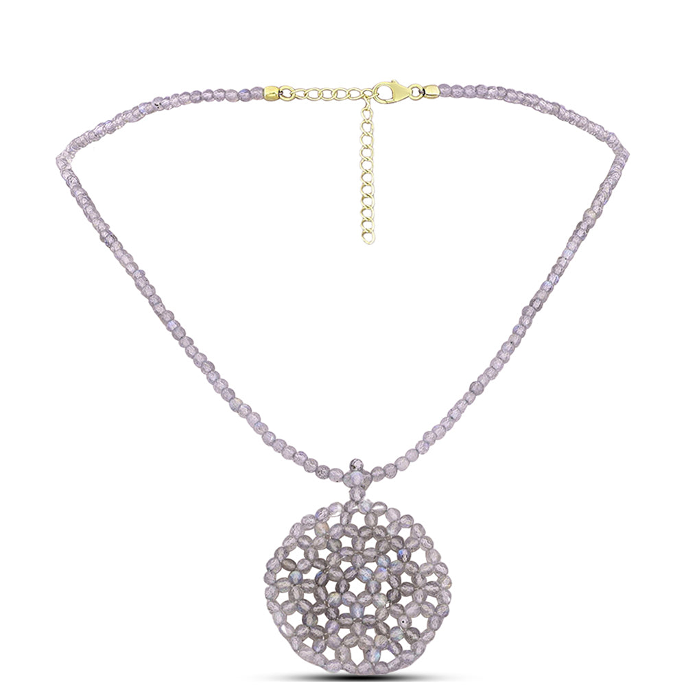 Arannyal Bevont Ezüst Nyaklánc Labradorittal