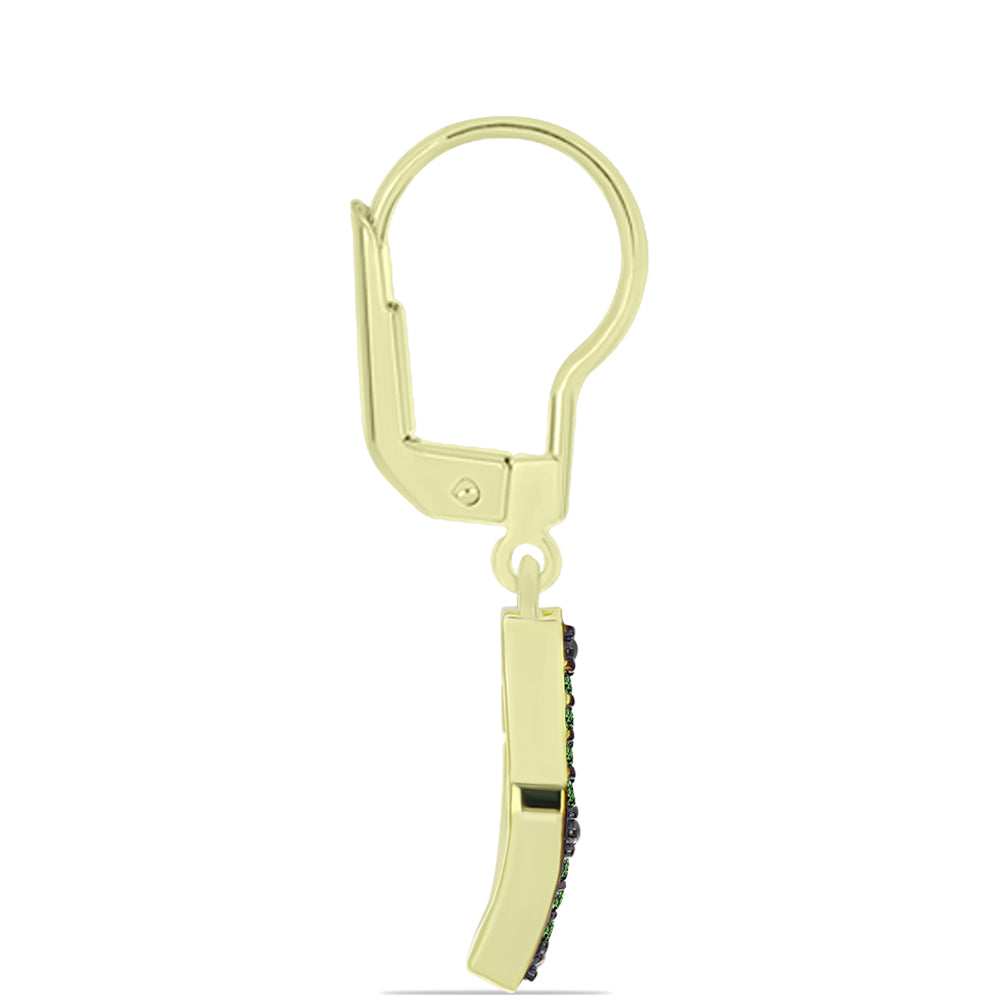 Arannyal Bevont Ezüst Fülbevaló Zöld Gyémánttal