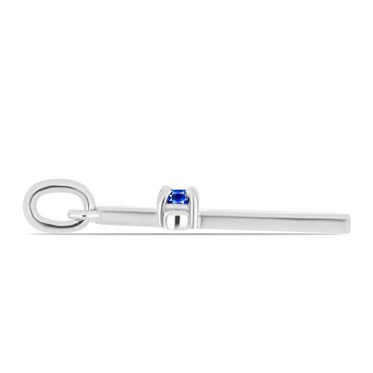 Kereszt Ezüst Medál Ausztrál Kék Zafírral