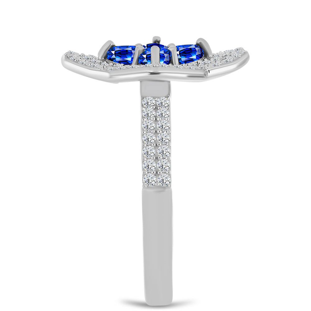 Ezüst Gyűrű Ausztrál Kék Zafírral és Fehér Topázzal